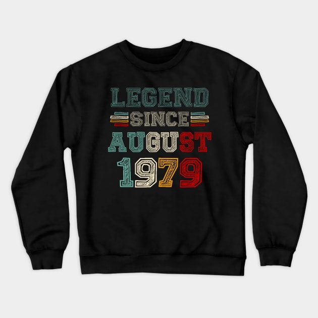 44 Years Old Legend Since August 1979 44th Birthday Crewneck Sweatshirt by Mhoon 